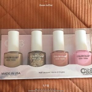 Set of 4 Color Club Nail Lacquer Polish, ‘Trend’, Pink, Beige, Gold Glitter, New